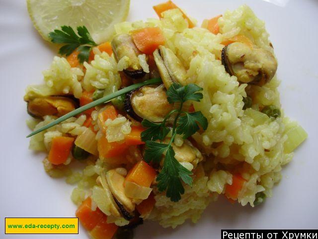 Шаг 10 приготовления Плов с морепродуктами мидиями