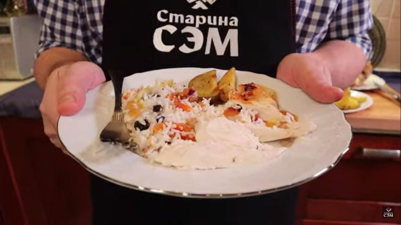 Обложка рецепта Курица в духовке с двумя гарнирами