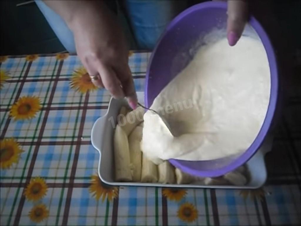 Шаг 4 приготовления Банановая запеканка с йогуртом
