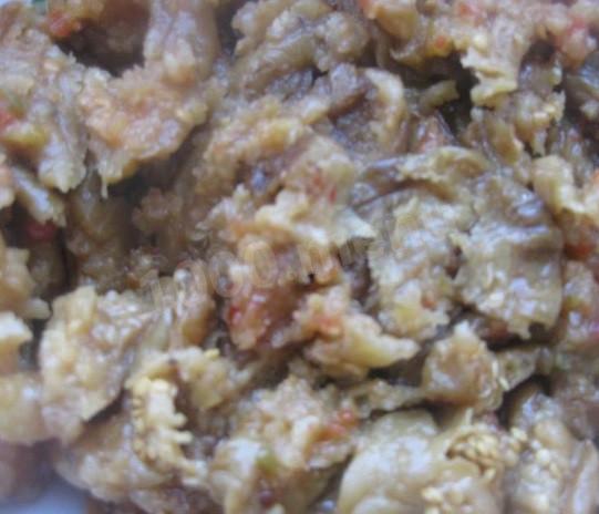 Шаг 5 приготовления Картофельные лапти с грибами и баклажанами