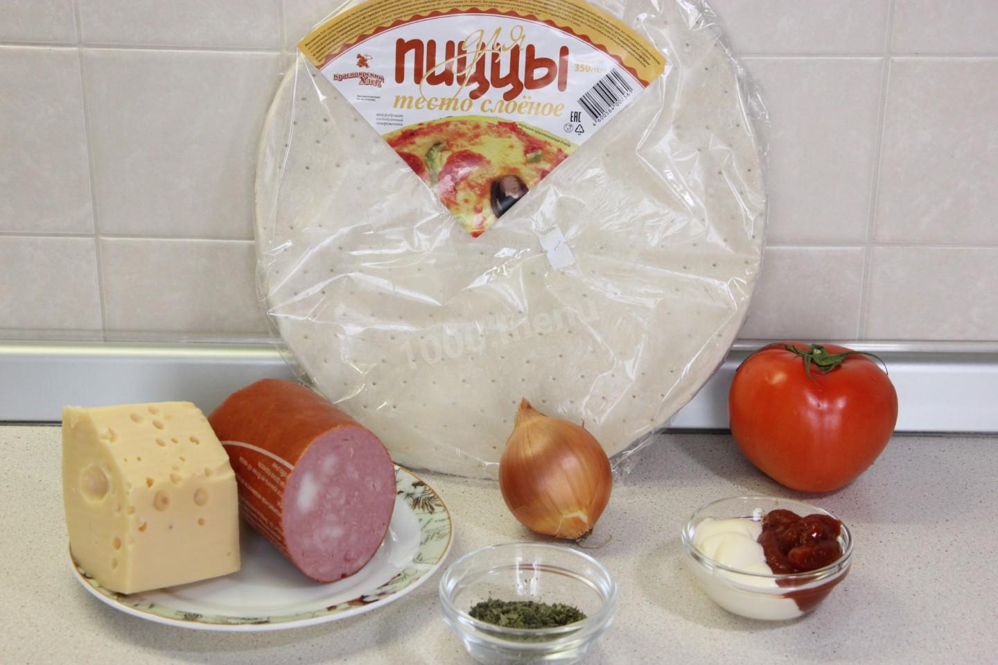 Шаг 1 приготовления Пицца быстрая из замороженного теста