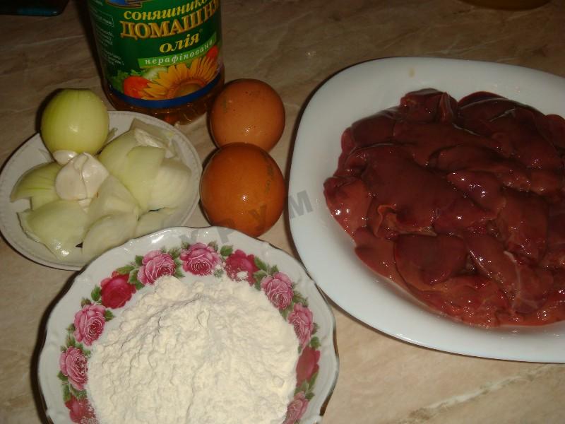 Шаг 1 приготовления Оладьи из куриной печени