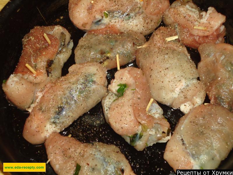 Шаг 8 приготовления Зразы из мякоти свинины с шампиньонами в духовке