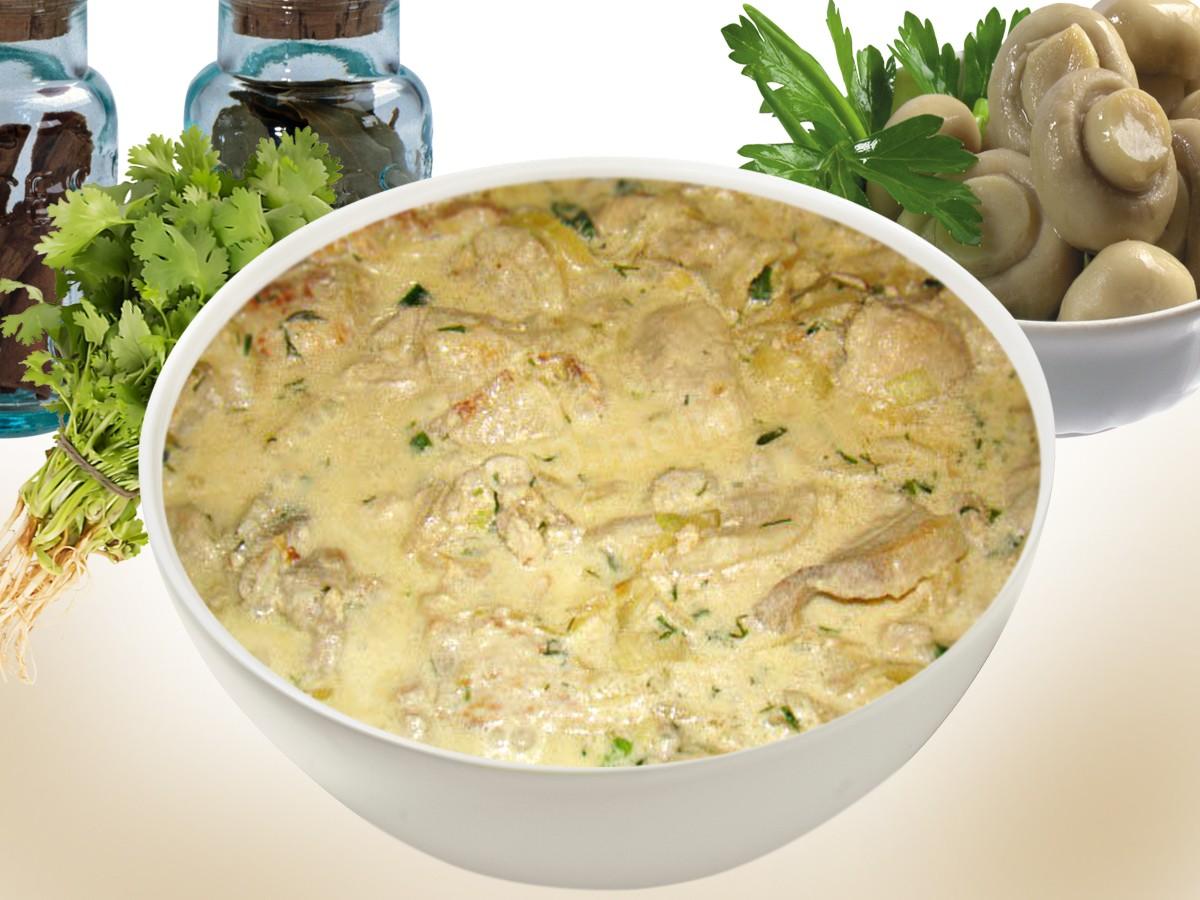 Обложка рецепта Сливочный соус с грибами к мясному блюду
