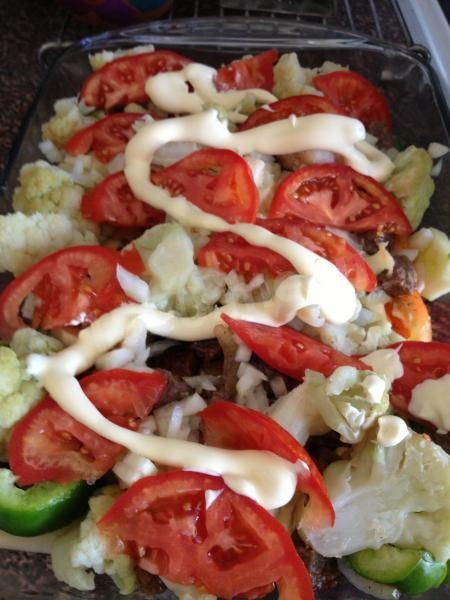 Шаг 10 приготовления Мясо в цветной капусте с овощами в духовке
