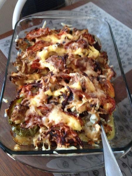 Шаг 12 приготовления Мясо в цветной капусте с овощами в духовке