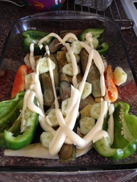 Шаг 8 приготовления Мясо в цветной капусте с овощами в духовке