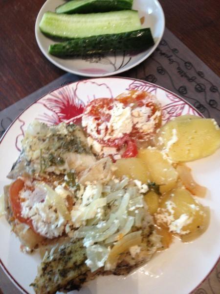 Обложка рецепта Морской окунь с овощами в фольге