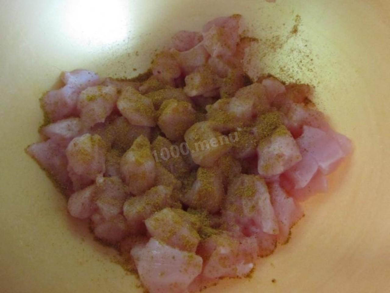 Шаг 4 приготовления Куриная грудка с апельсинами и болгарским перцем