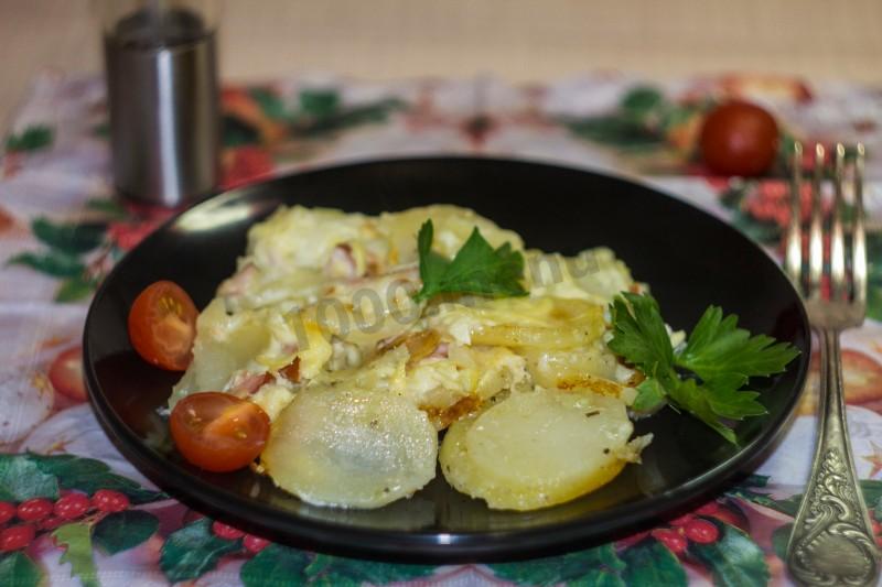 Обложка рецепта Картошка с копченой курицей в духовке