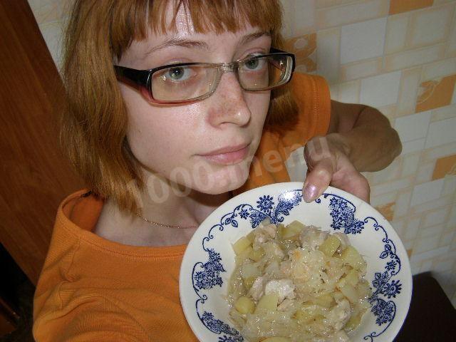 Шаг 10 приготовления Тушеная картошка с мясом и квашеной капустой
