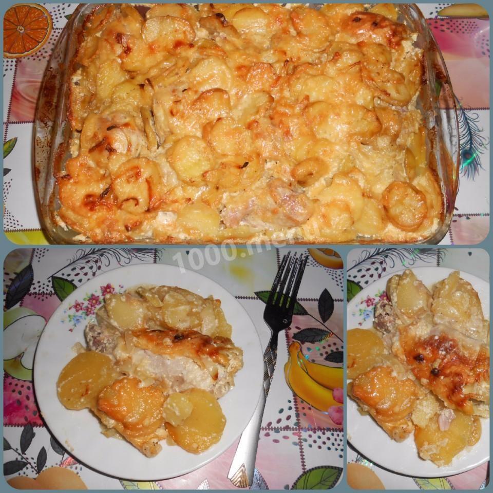 Шаг 7 приготовления Куриные голени с картошкой и сыром под сливками