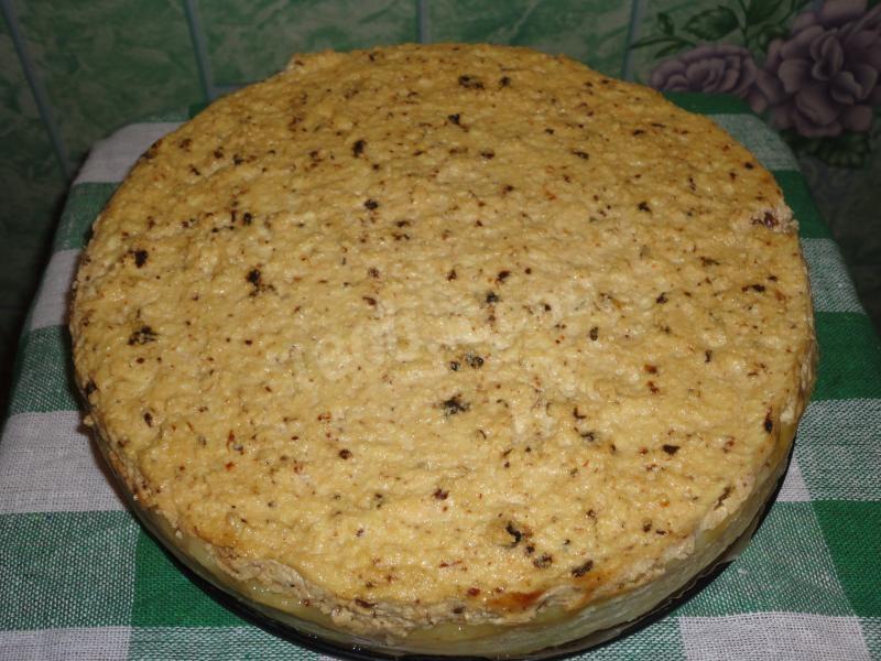 Обложка рецепта Творожная запеканка с черносливом и яблоками