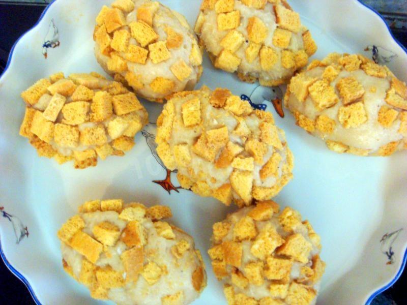 Шаг 18 приготовления Куриные котлеты с сыром Папараць кветка