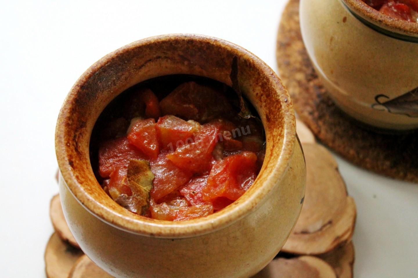 Шаг 10 приготовления Мясо тушеное в горшочках в духовке