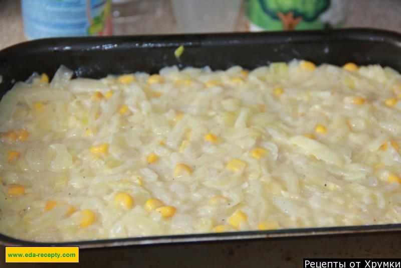 Шаг 10 приготовления Запеканка из капусты с кукурузой и сыром "Весенняя"