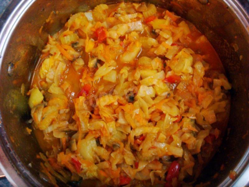 Шаг 19 приготовления Овощное рагу кабачки с капустой и шампиньонами