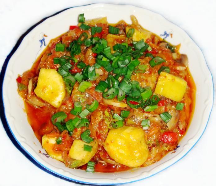 Обложка рецепта Овощное рагу с грибами, кабачками и баклажанами