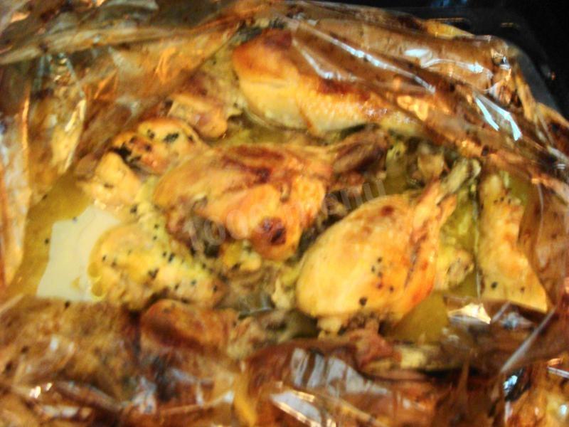 Шаг 15 приготовления Куриные ножки в маринаде из киви в рукаве в духовке