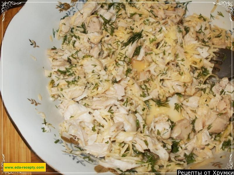 Шаг 4 приготовления Куриные пельмени с курицей и сыром