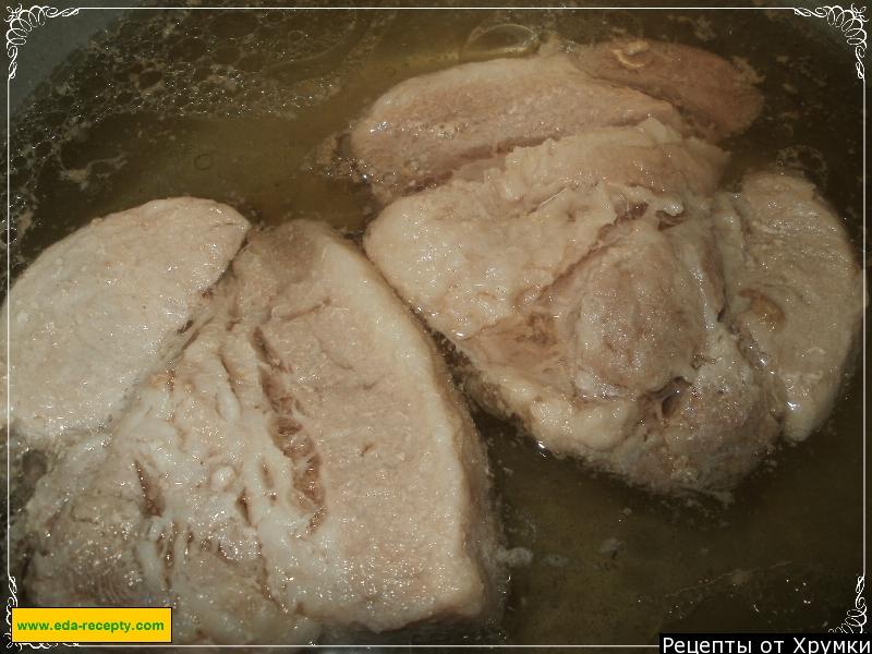 Шаг 1 приготовления Свиные пельмени с начинкой из отварного мяса