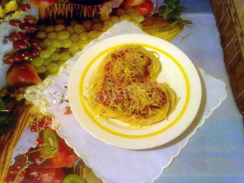 Шаг 9 приготовления Спагетти с сыром, помидорами и баклажанами