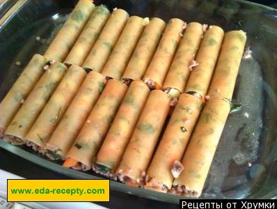 Шаг 5 приготовления Каннелони с мясным фаршем и овощами