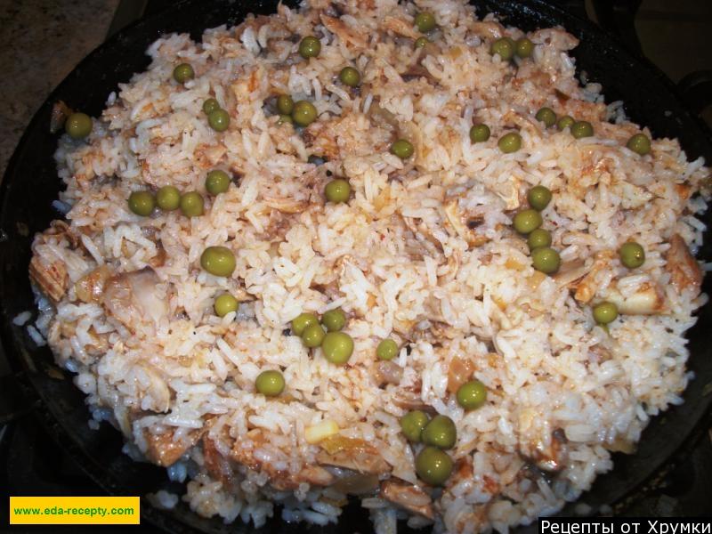 Шаг 6 приготовления Паэлья с курицей, зеленым горошком и шафраном