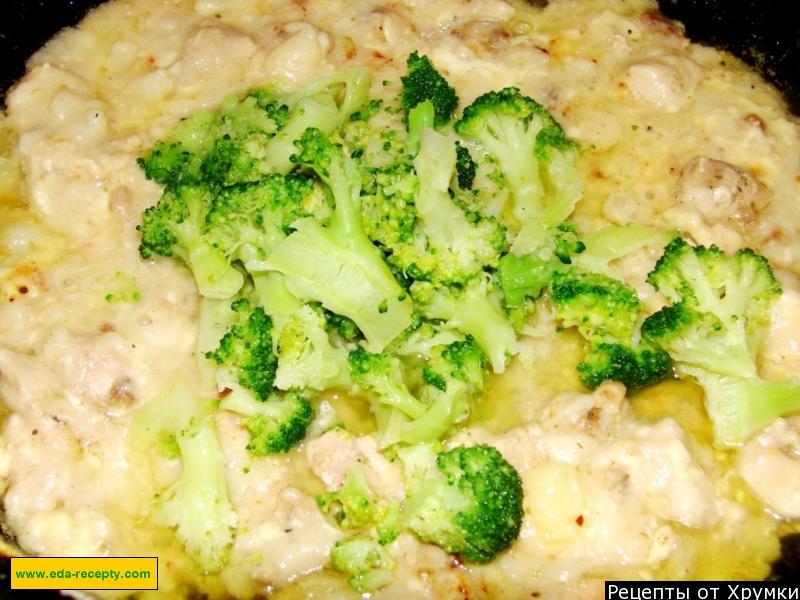 Шаг 6 приготовления Куриное филе, тушеное в молочном соусе с брокколи