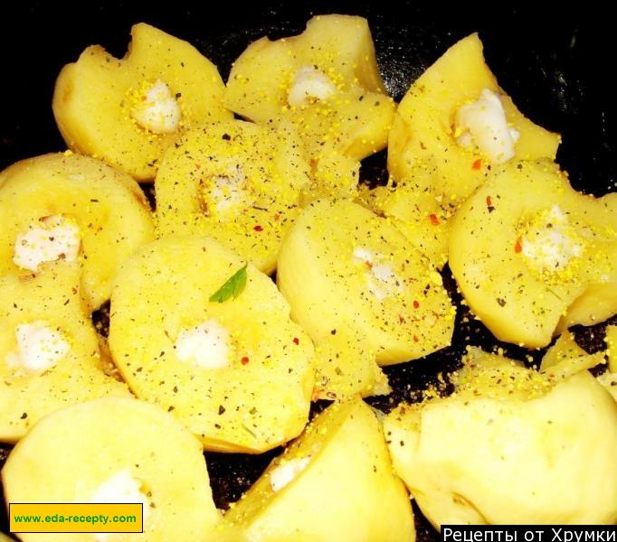 Шаг 3 приготовления Вкусная картошечка на сале с укропом в духовке