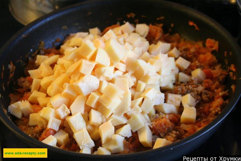 Шаг 11 приготовления Тыква с мясным фаршем