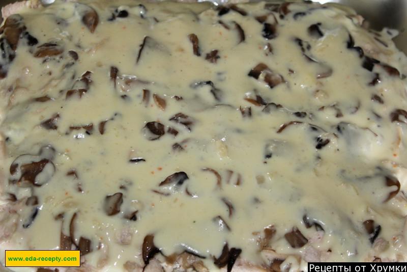 Шаг 8 приготовления Грибная Запеканка с шампиньонами и куриным филе