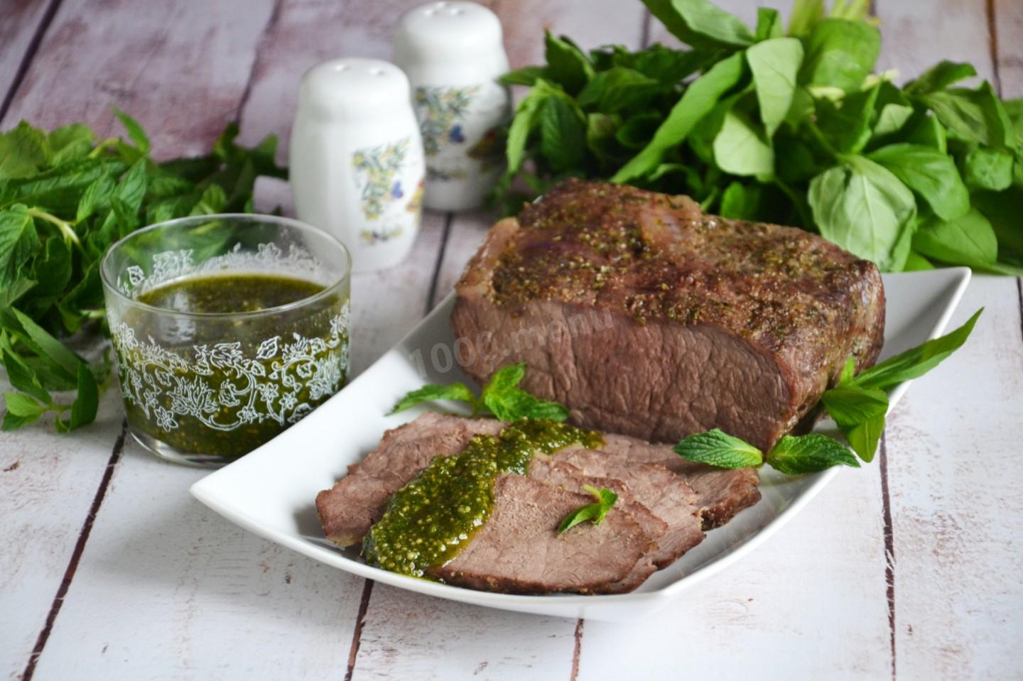 Шаг 5 приготовления Мятно-базиликовый соус к мясу