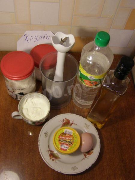 Шаг 1 приготовления Соус майонез со сметаной