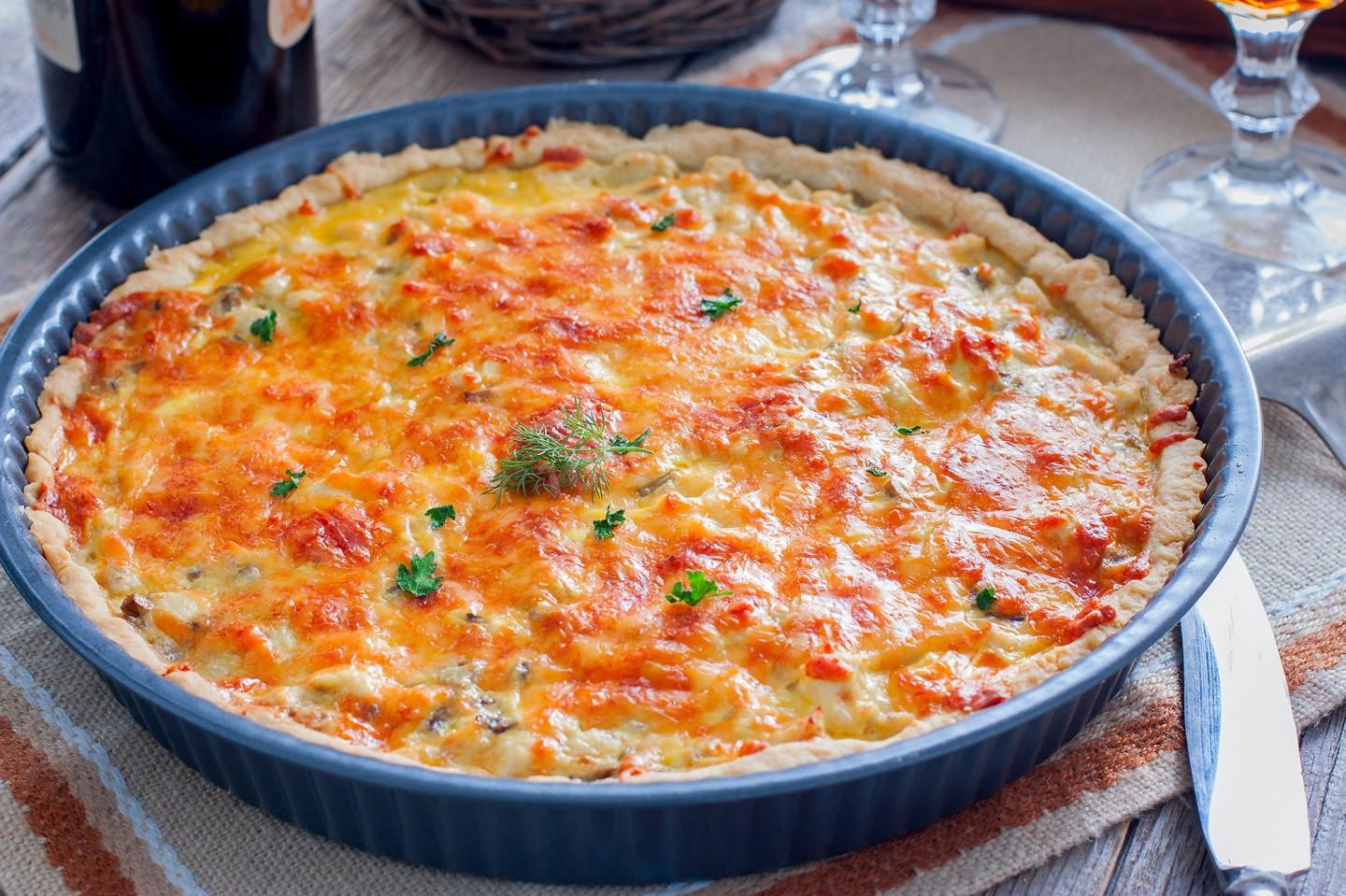 Обложка рецепта Киш с курицей и грибами