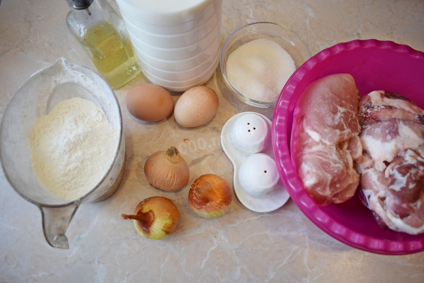 Шаг 1 приготовления Фаршированные блины с мясным фаршем