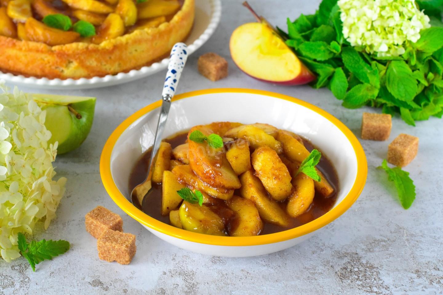 Шаг 8 приготовления Как карамелизовать яблоки для пирога
