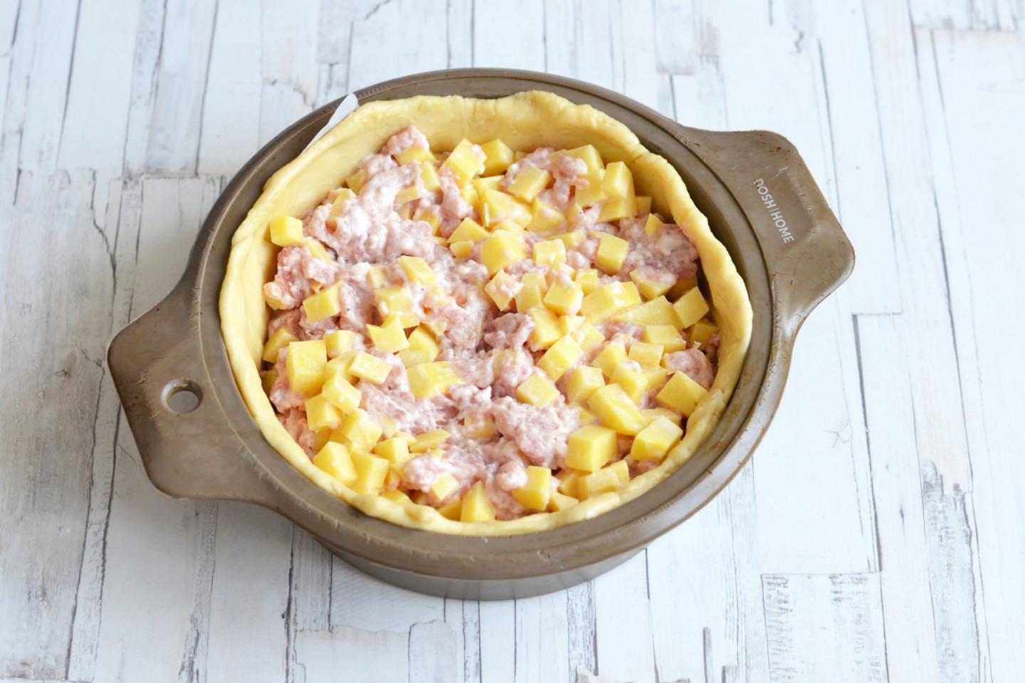 Шаг 13 приготовления Пирог с картошкой и фаршем в духовке