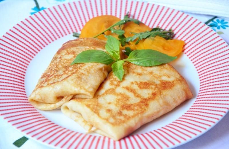 Шаг 12 приготовления Блины с ветчиной и сыром