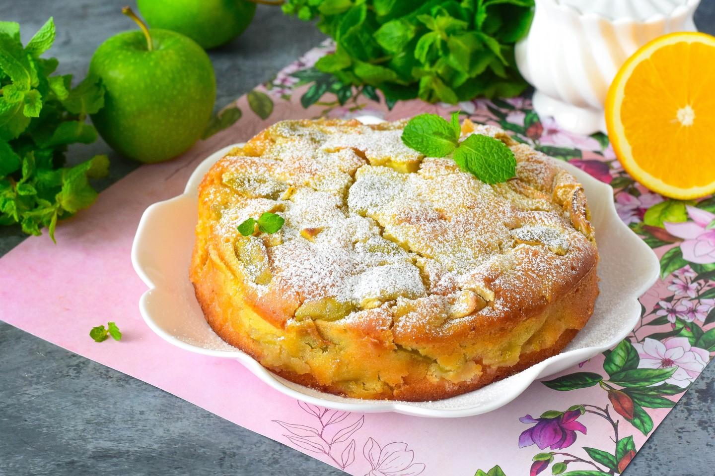 Шаг 8 приготовления Постная шарлотка с яблоками в духовке
