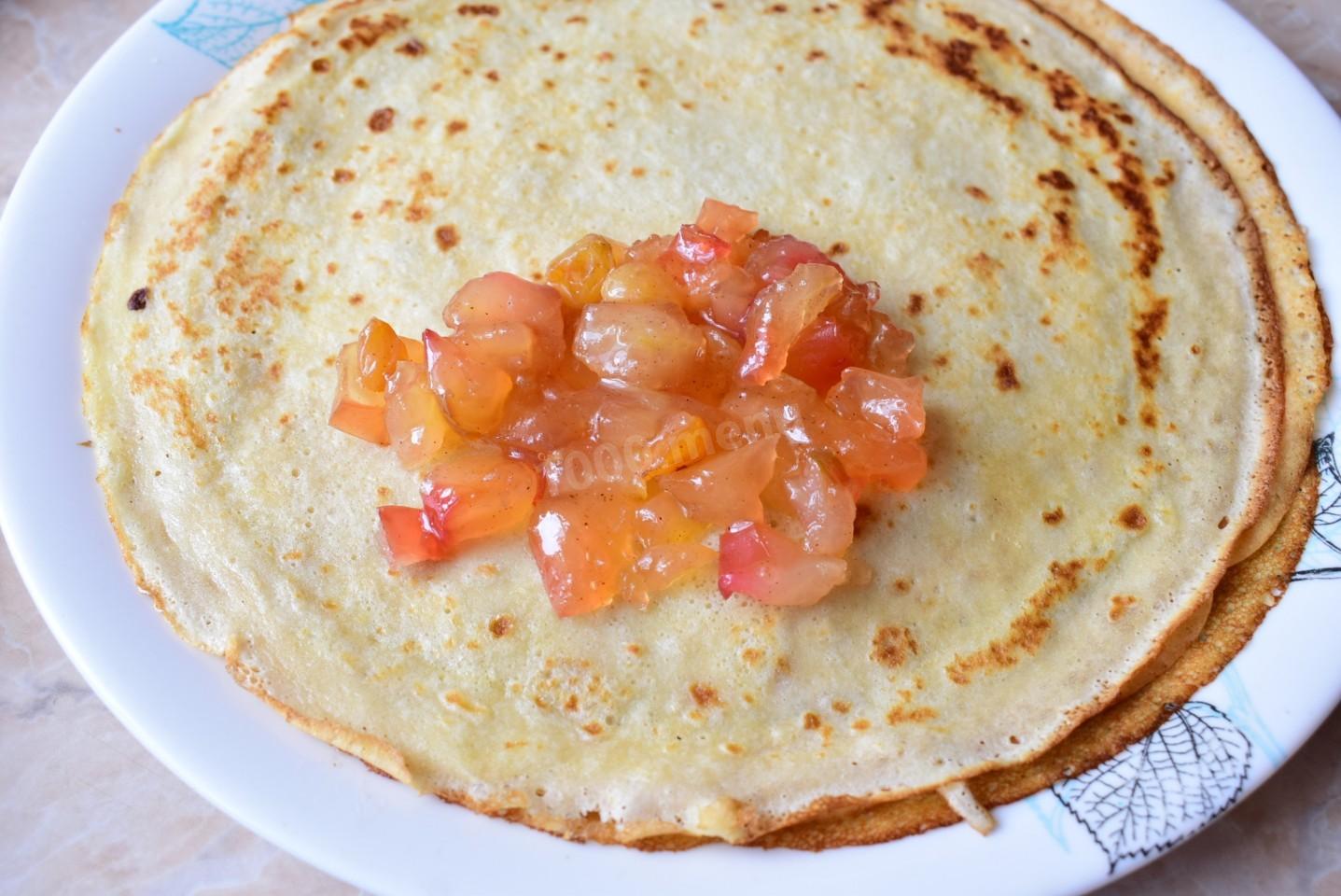 Шаг 12 приготовления Блинчики с начинкой из яблок и корицей