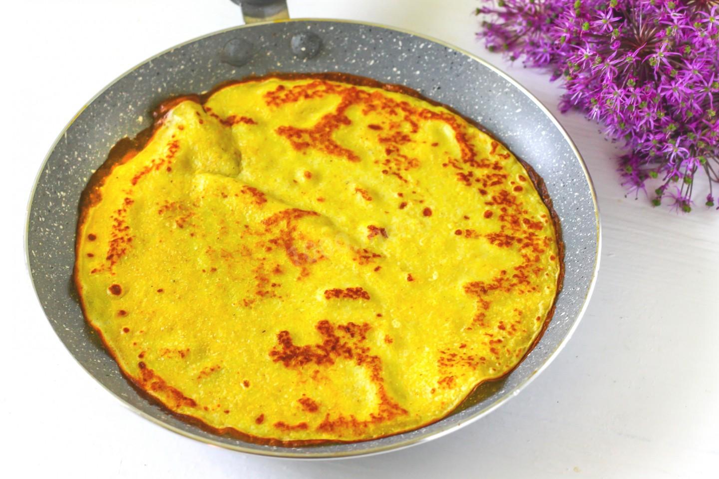Шаг 7 приготовления Блины из кукурузной муки