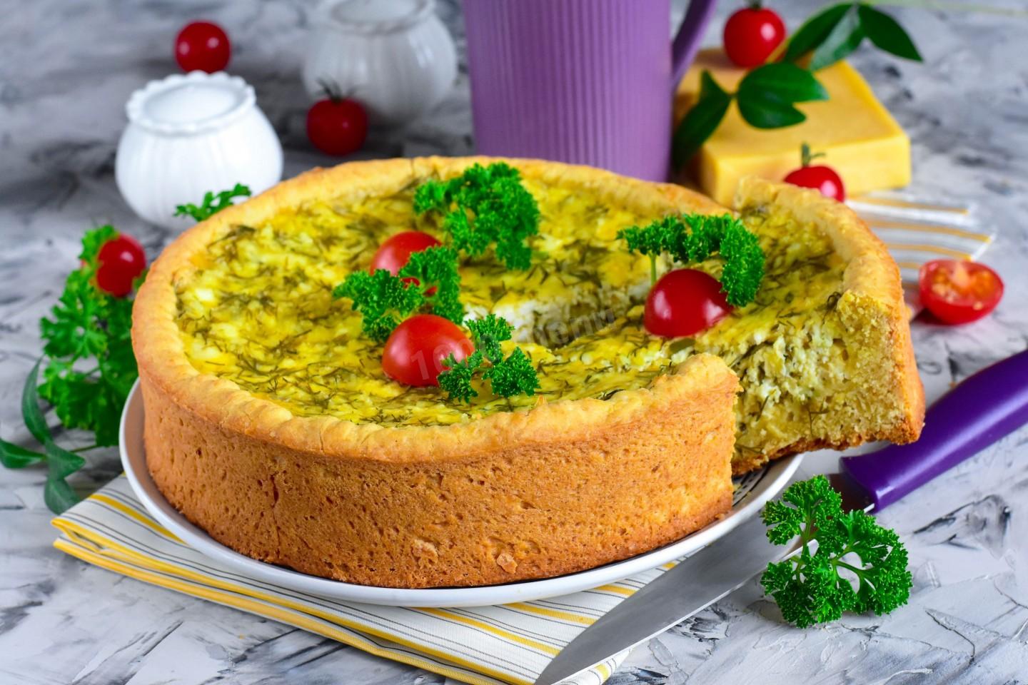 Шаг 14 приготовления Пирог с творогом и сыром