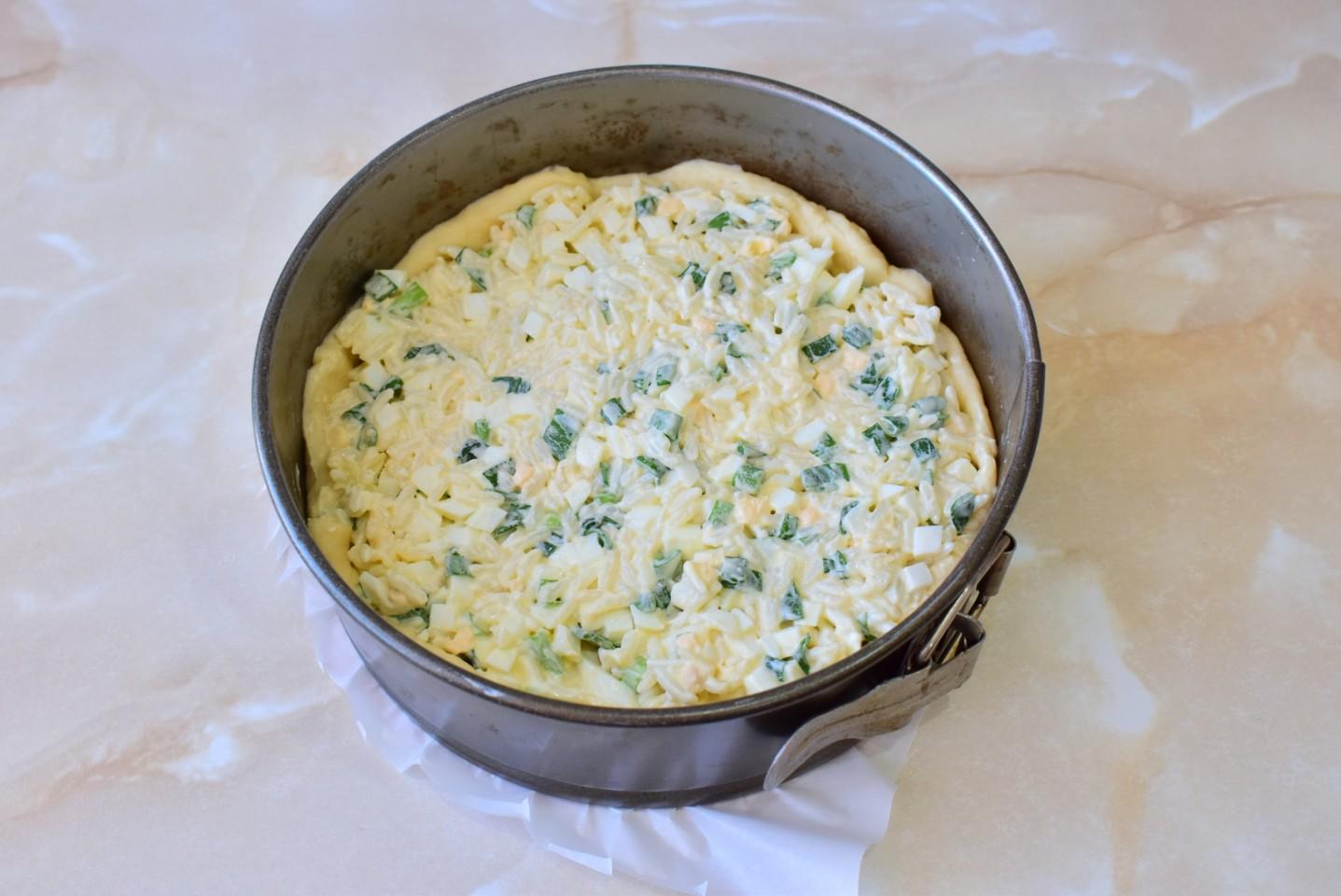 Шаг 9 приготовления Пирог с рисом и яйцом в духовке