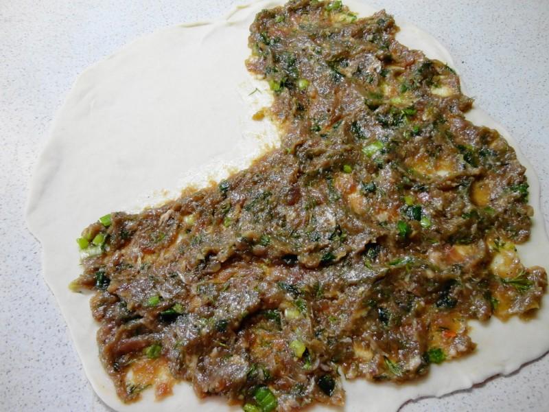 Шаг 8 приготовления Китайские лепешки с мясом