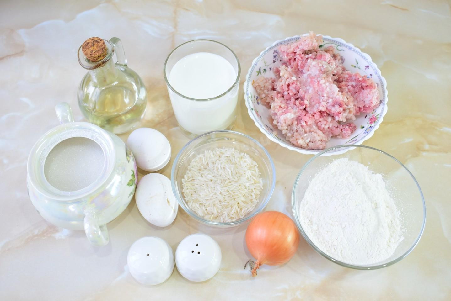 Шаг 1 приготовления Блины с мясом и рисом