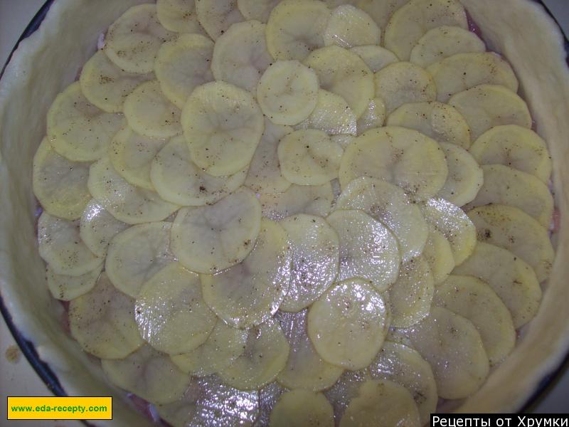 Шаг 13 приготовления Татарский пирог с мясом и картофелем