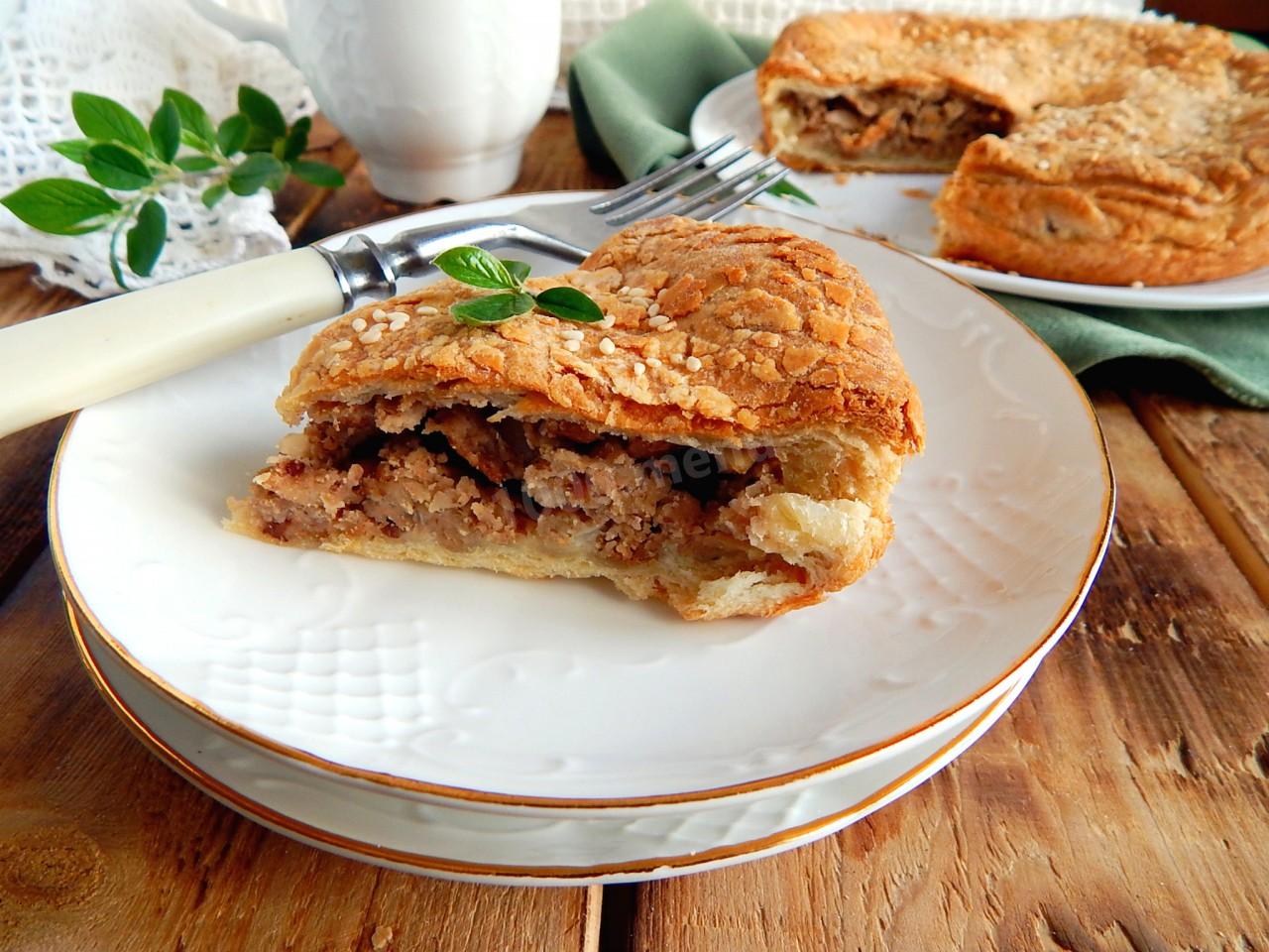 Шаг 13 приготовления Курник с мясом в духовке