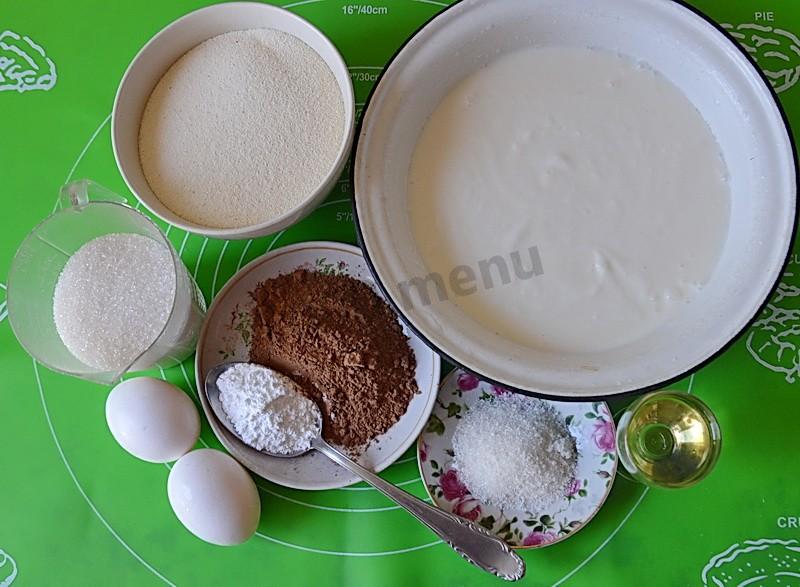 Шаг 1 приготовления Шоколадный манник на кефире