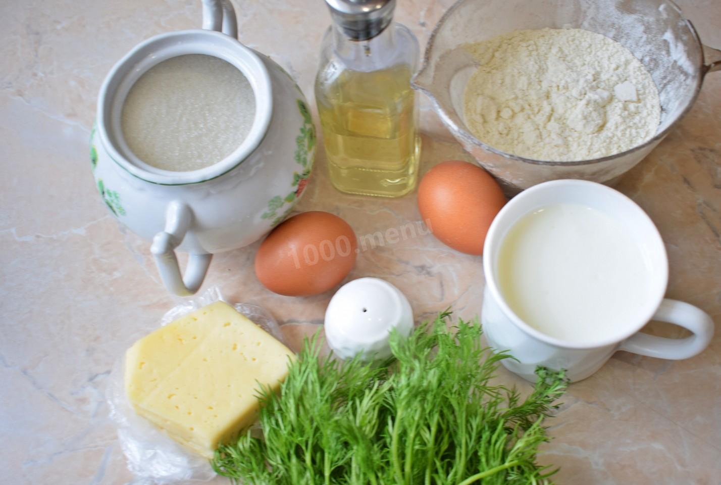 Шаг 1 приготовления Блины с сыром и зеленью